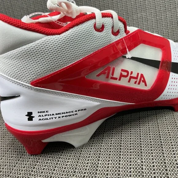 Nike Alpha Menace 4 Men’s Size 15 Red/White Pro Football Cleats - Picture 3 of 9